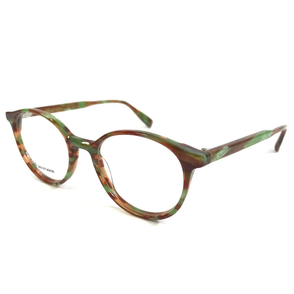 Gigi Studios Eyeglasses Frames BROOKS 64900/18 Brown Green Red Horn 48-19-145
